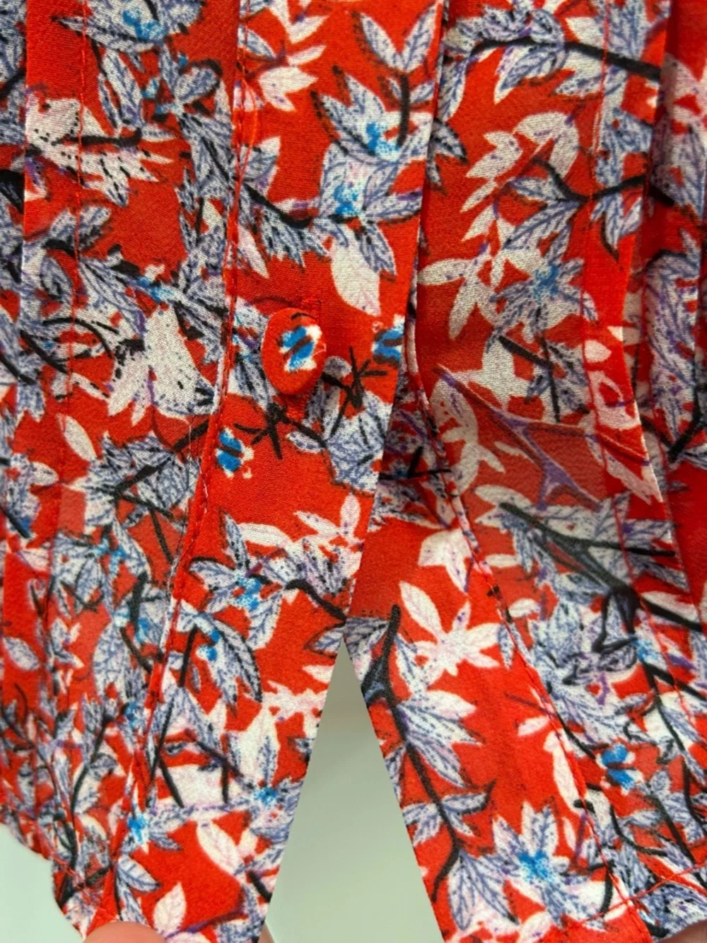 Unique Vintage Red Floral Branch Print Pintuck Blouse Button Up 1940s Style M - Picture 5 of 11